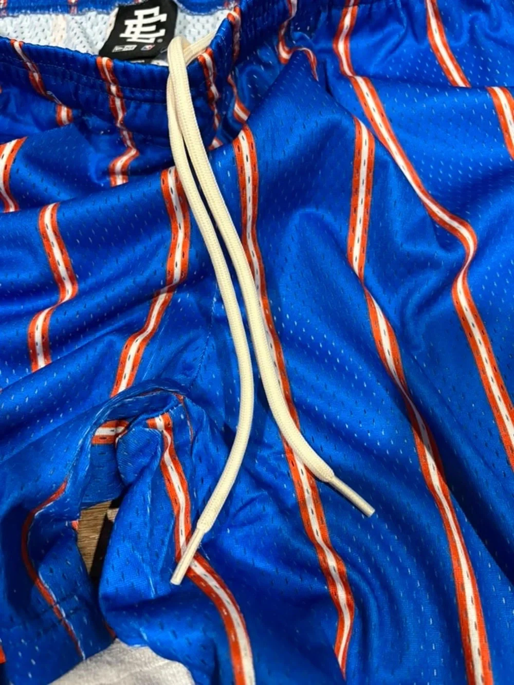 Eric Emanuel EE New York Knicks NBA Blue and Orange Mesh Pinstripe Shorts - Picture 9 of 11